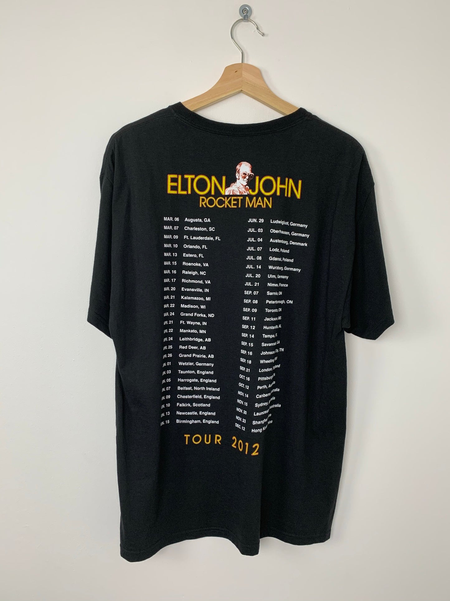 Elton John Rocket Man The Definitive Hits World Tour 2012 T-Shirt